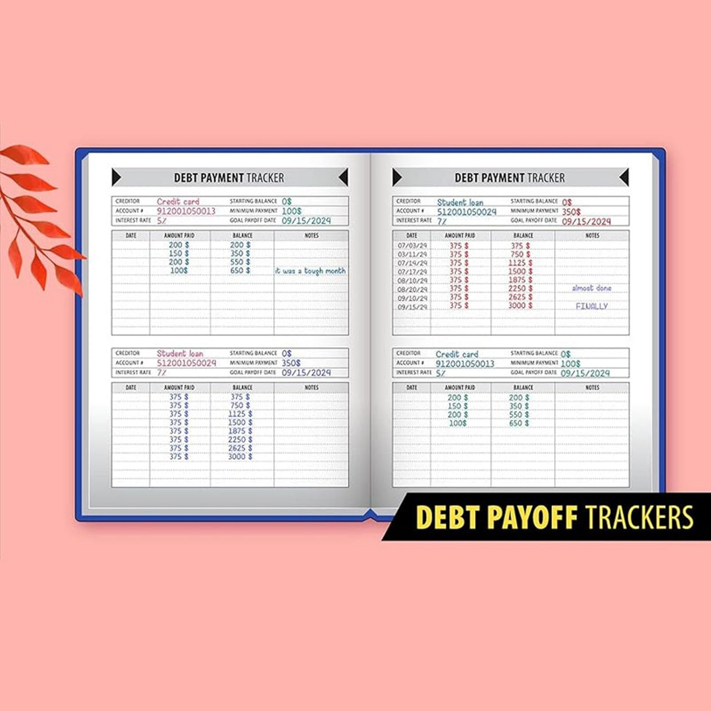 Bill tracker notebook