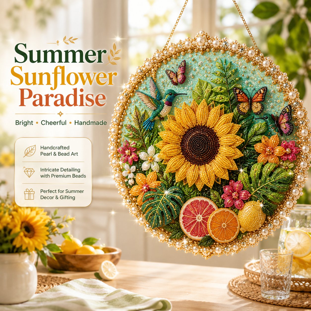 ✨ Four Seasons & Holiday Pearl Art Hanging Wreath Kit | Luxury Flocked Canvas with Scratch-Resistant Non-Fading Pearl Beads DIY Handmade Seasonal Decor 💎