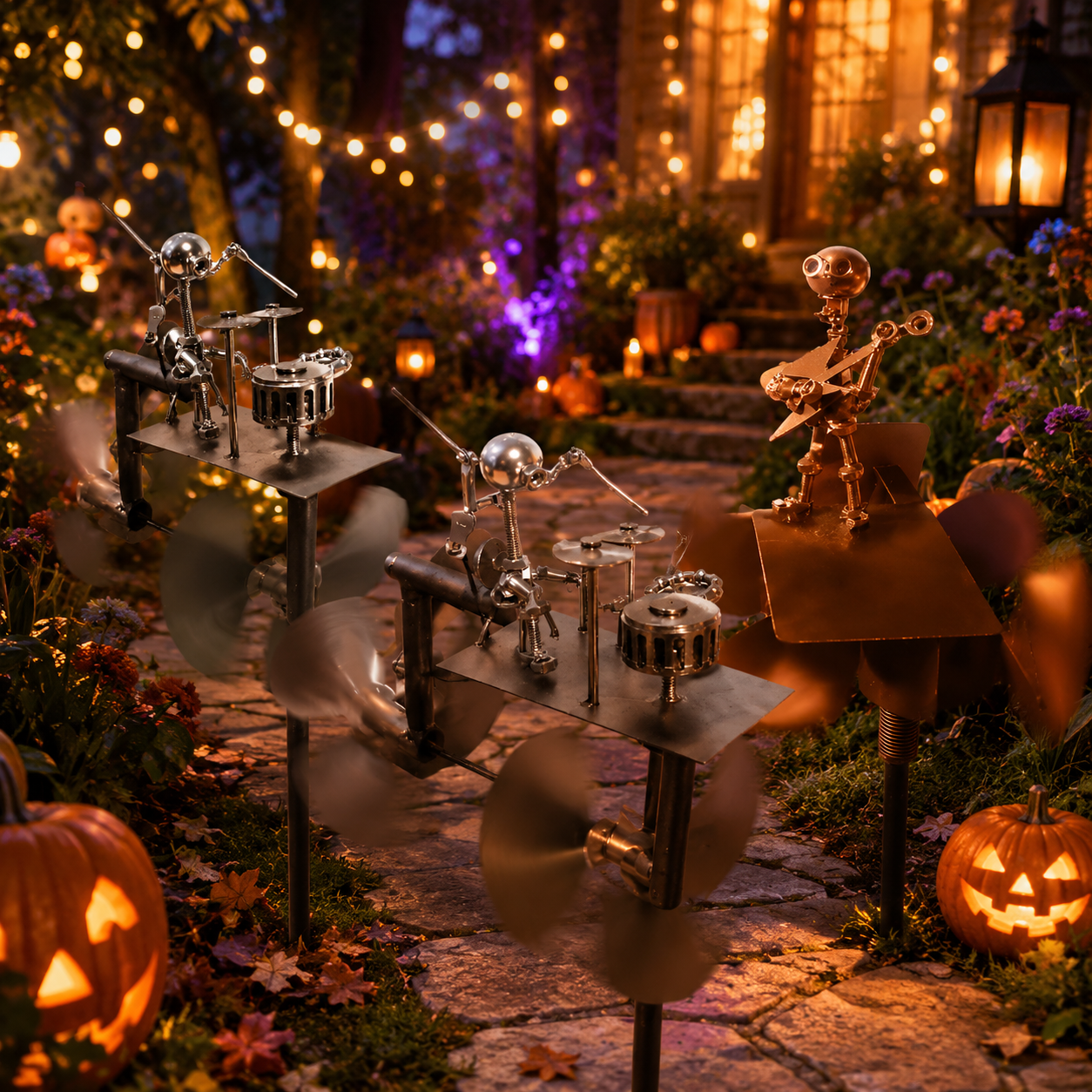 🔥HOT SALE 49% OFF💀🎃Halloween Metal Drummer Kinetic Wind Spinner