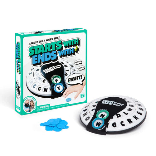 Starts With Ends - The Fast Paced Word Game Your Family Games Collection Has Been Missing. Spin The Letter Wheels and Race to Shout the Word – Includes 1 Spinner Device and 20 Tokens.