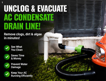 AC Drain Line Cleaner Adapter Evacuate