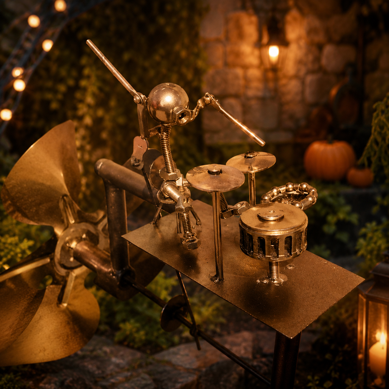 🔥HOT SALE 49% OFF💀🎃Halloween Metal Drummer Kinetic Wind Spinner