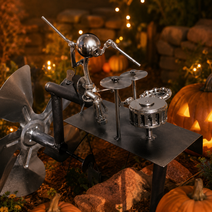 🔥HOT SALE 49% OFF💀🎃Halloween Metal Drummer Kinetic Wind Spinner