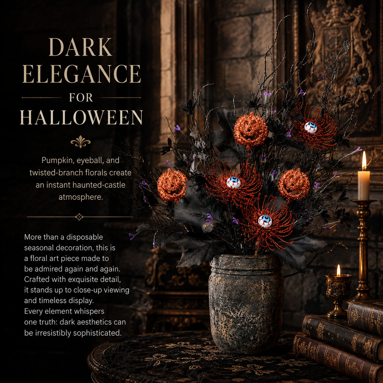 👻Halloween Eyeball Pumpkin Branch Ornaments, Creative Gothic Floral Decorations
