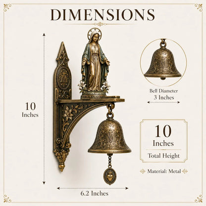 ✨ Our Lady of Grace Bronze Miraculous Medal Wall Bell | 🙏Catholic Religious Home & Garden Decor"
