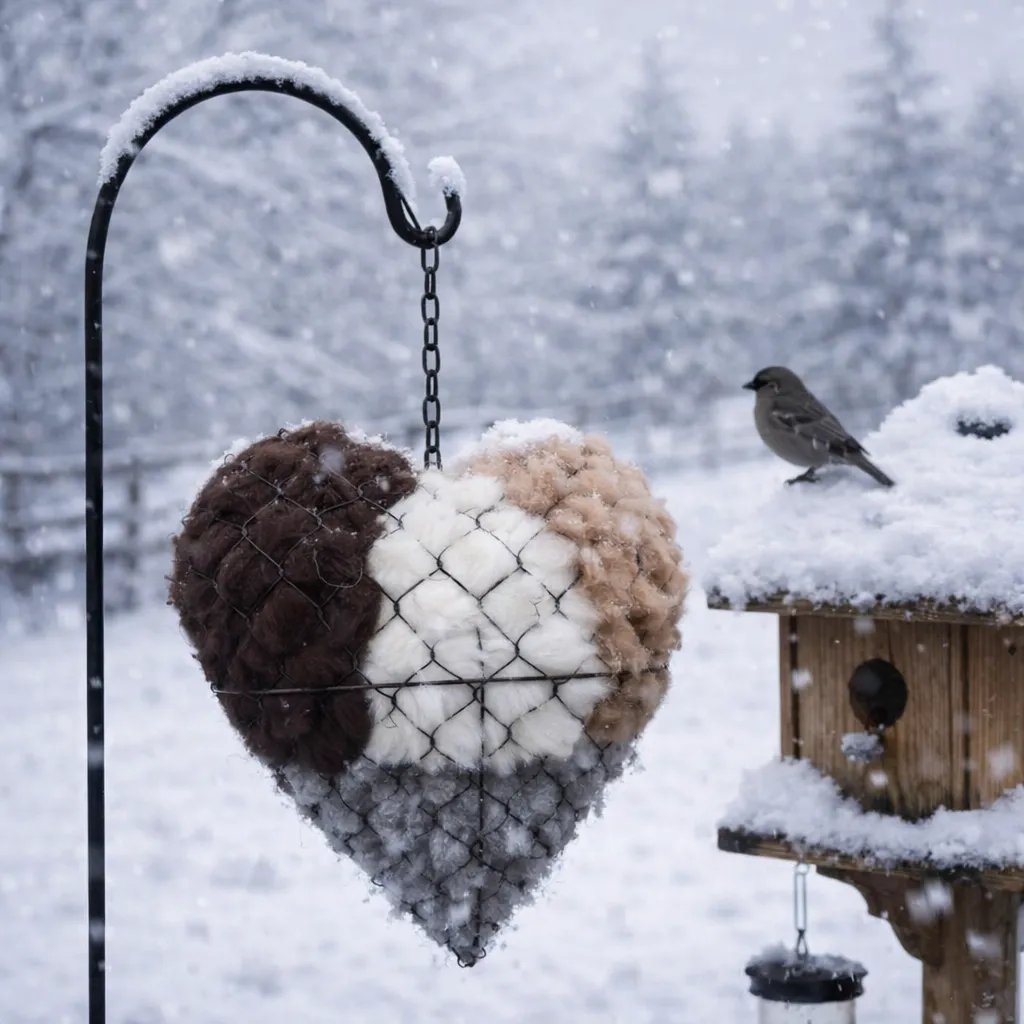Handmade Fiber Bird Nesting Heart for Birds🕊️