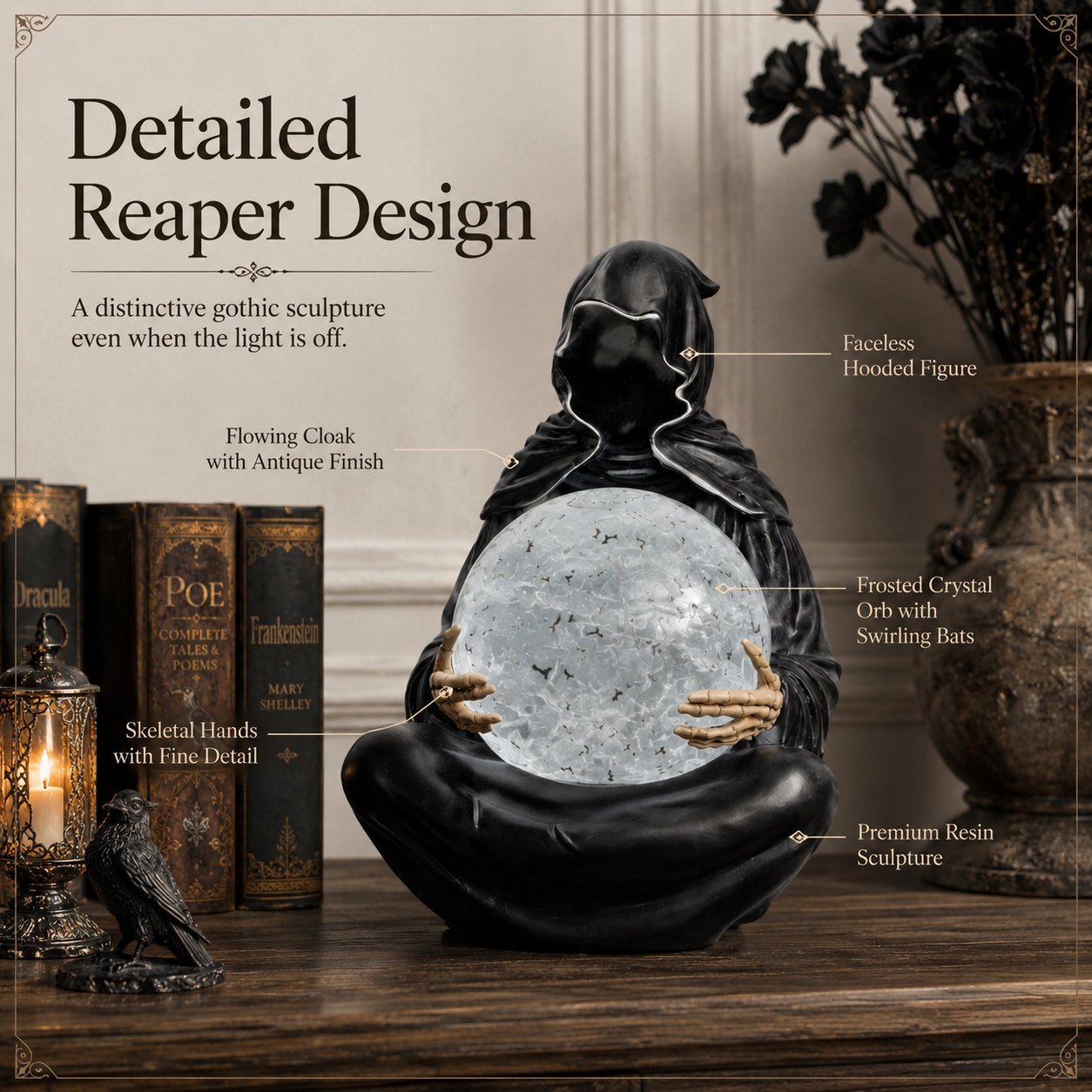 🔮 Mystic Reaper Swirling Bat Crystal Ball Light✈️ Buy 2 Get Free Shipping
