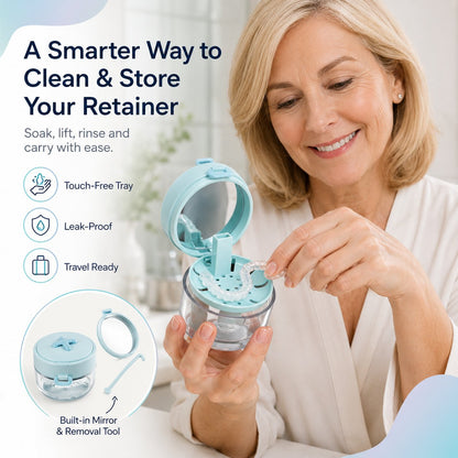 💧Last Day 50% OFF - Portable Retainer and Denture Cleaning Case with Magnetic Lifting Tray