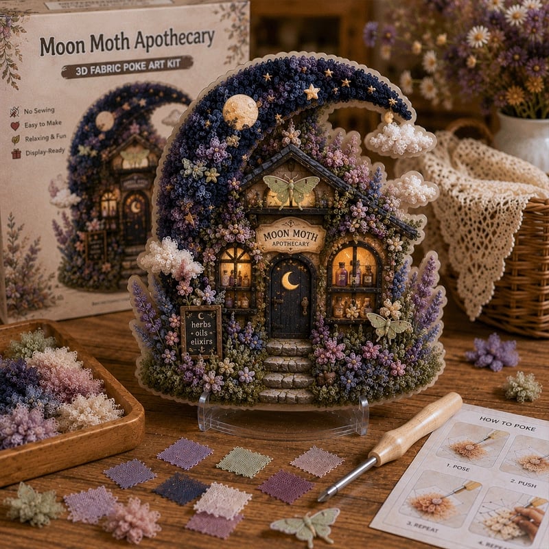 🔥Hot Sale 48% OFF - ✨Whimsical Village 3D Fabric Poke Art Kit