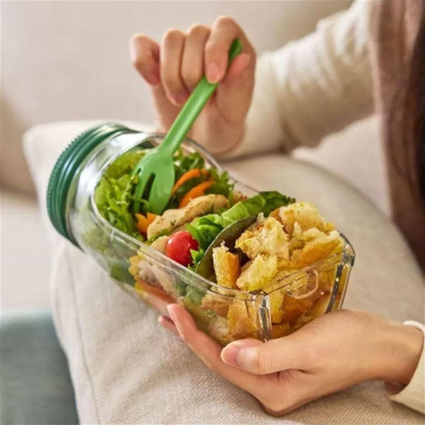 Hot Sale 60% OFF Salad Pod – Leakproof Mason Jar Style Salad Container with Side Hatch Bowl Design