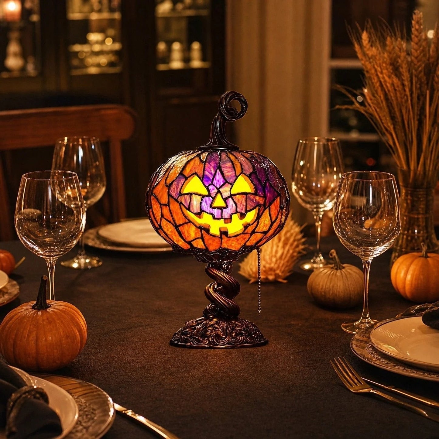 🎃Halloween Stained Glass Style Pumpkin Table Lamp✨✨