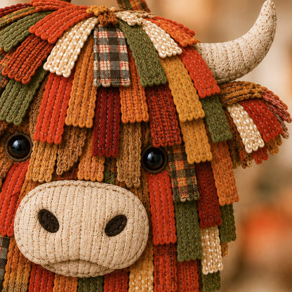 Autumn Highland Cow Pumpkin 3D Fabric Diy Kit