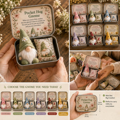 🔥 HOT SALE 49% OFF – 💌 Pocket Hug Gnome Comfort Gift Tin | Mini Plush Keepsake with Heartfelt Message, Matching Cushion & Protective Metal Case 🧸✨