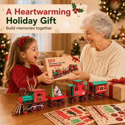 🎄LAST DAY 50% OFF – DIY Christmas Wooden Train Set 3D Assembly Puzzle Kit