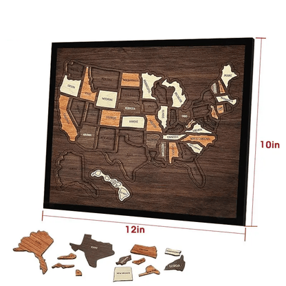 🔥Last Day 49% OFF -❤️Wooden USA Travel Map Puzzle🧩A Stylish Way to Track Your Journey & Memories