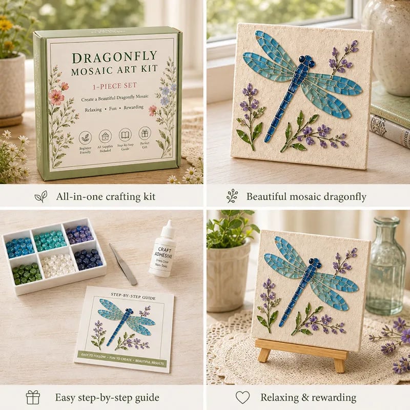 🌿 Watering Can Mosaic Art Kit | Beginner-Friendly Floral DIY Craft with Vibrant Mosaic Beads & Sturdy Display Base ✨