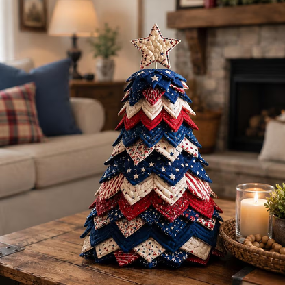 🔥Last Day 50% OFF - 🇺🇸 Americana Christmas Tree Quilt Kit | All-in-One Christmas Quilting Craft Kit