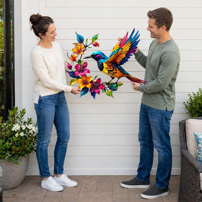 ✨ Bring Your Walls to Life – Hummingbird & Flower Metal Wall Art for Garden or Home