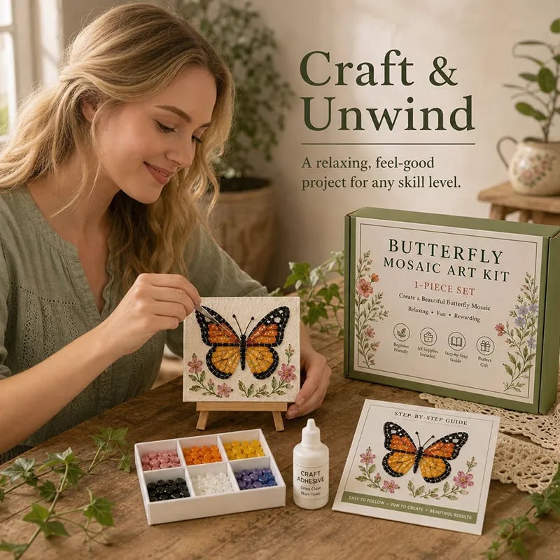 🌿 Watering Can Mosaic Art Kit | Beginner-Friendly Floral DIY Craft with Vibrant Mosaic Beads & Sturdy Display Base ✨