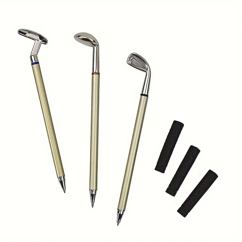 Golf Pen Holder + 3 Club-Shaped Pens – Mini Golf Bag Desk Organizer & Gift for Golf Lovers
