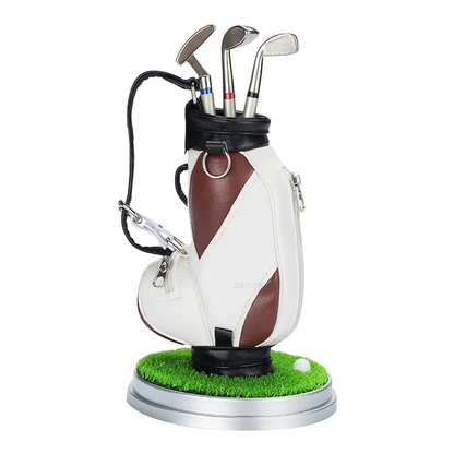 Golf Pen Holder + 3 Club-Shaped Pens – Mini Golf Bag Desk Organizer & Gift for Golf Lovers