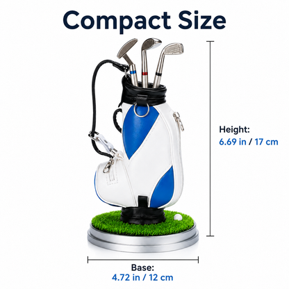 Golf Pen Holder + 3 Club-Shaped Pens – Mini Golf Bag Desk Organizer & Gift for Golf Lovers
