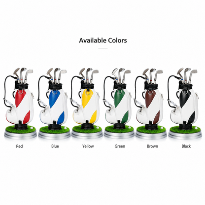 Golf Pen Holder + 3 Club-Shaped Pens – Mini Golf Bag Desk Organizer & Gift for Golf Lovers