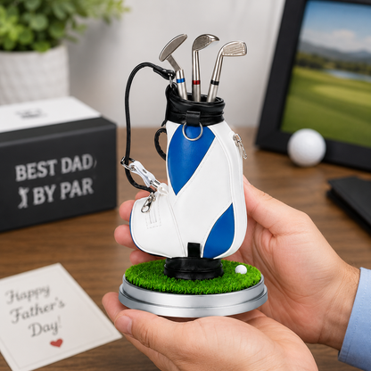 Golf Pen Holder + 3 Club-Shaped Pens – Mini Golf Bag Desk Organizer & Gift for Golf Lovers