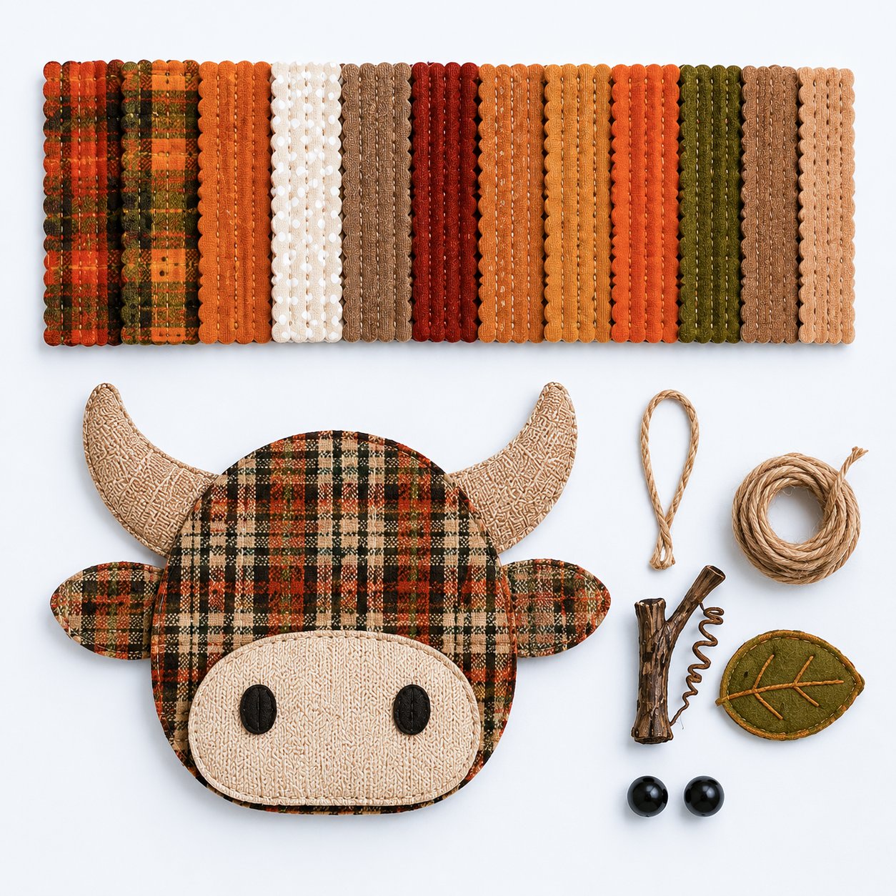 Autumn Highland Cow Pumpkin 3D Fabric Diy Kit