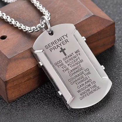 🔥2026 Hot Sale 60% OFF🔥Serenity Prayer Dog Tag Necklace – A Daily Reminder of Peace & Strength