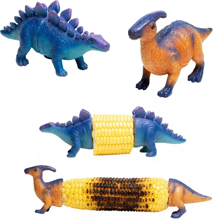 Dinosaur Corn Holders for Corn On The Cob - Funny Corn Cob Holder for Kids and Adults with Stainless Steel Prongs