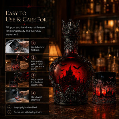 🔥HOT SALE  49% OFF - 🦇🍺Gothic Vampire Castle Whisky Decanter & Tumbler