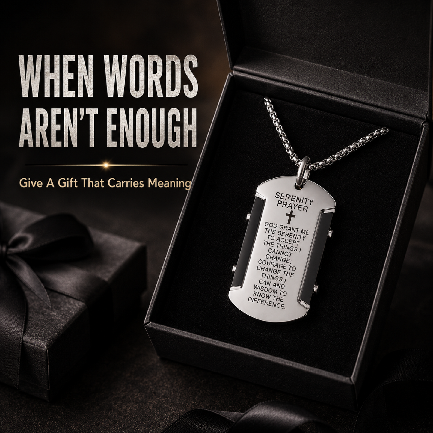 🔥2026 Hot Sale 60% OFF🔥Serenity Prayer Dog Tag Necklace – A Daily Reminder of Peace & Strength