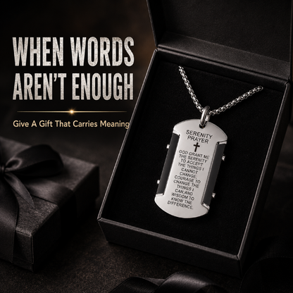 🔥2026 Hot Sale 60% OFF🔥Serenity Prayer Dog Tag Necklace – A Daily Reminder of Peace & Strength
