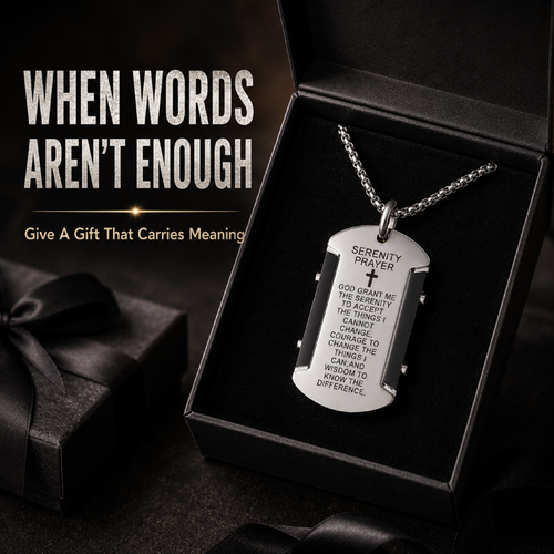 🔥2026 Hot Sale 60% OFF🔥Serenity Prayer Dog Tag Necklace – A Daily Reminder of Peace & Strength