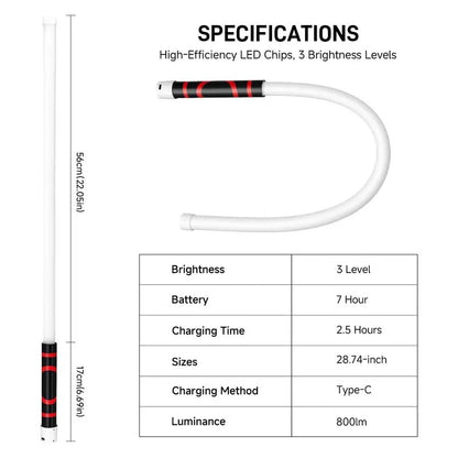 Bendable LED Flashlight Stick - 28" Flexible Design, 7-Hour Long Battery Life