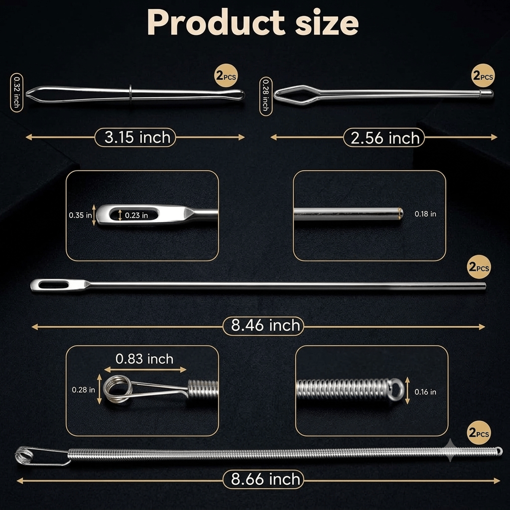🔥49% OFF 2Pcs Flexible Drawstring Threading Tool 🧵 Bendable Metal Spring Threader for Hoodies Pants Shoelaces