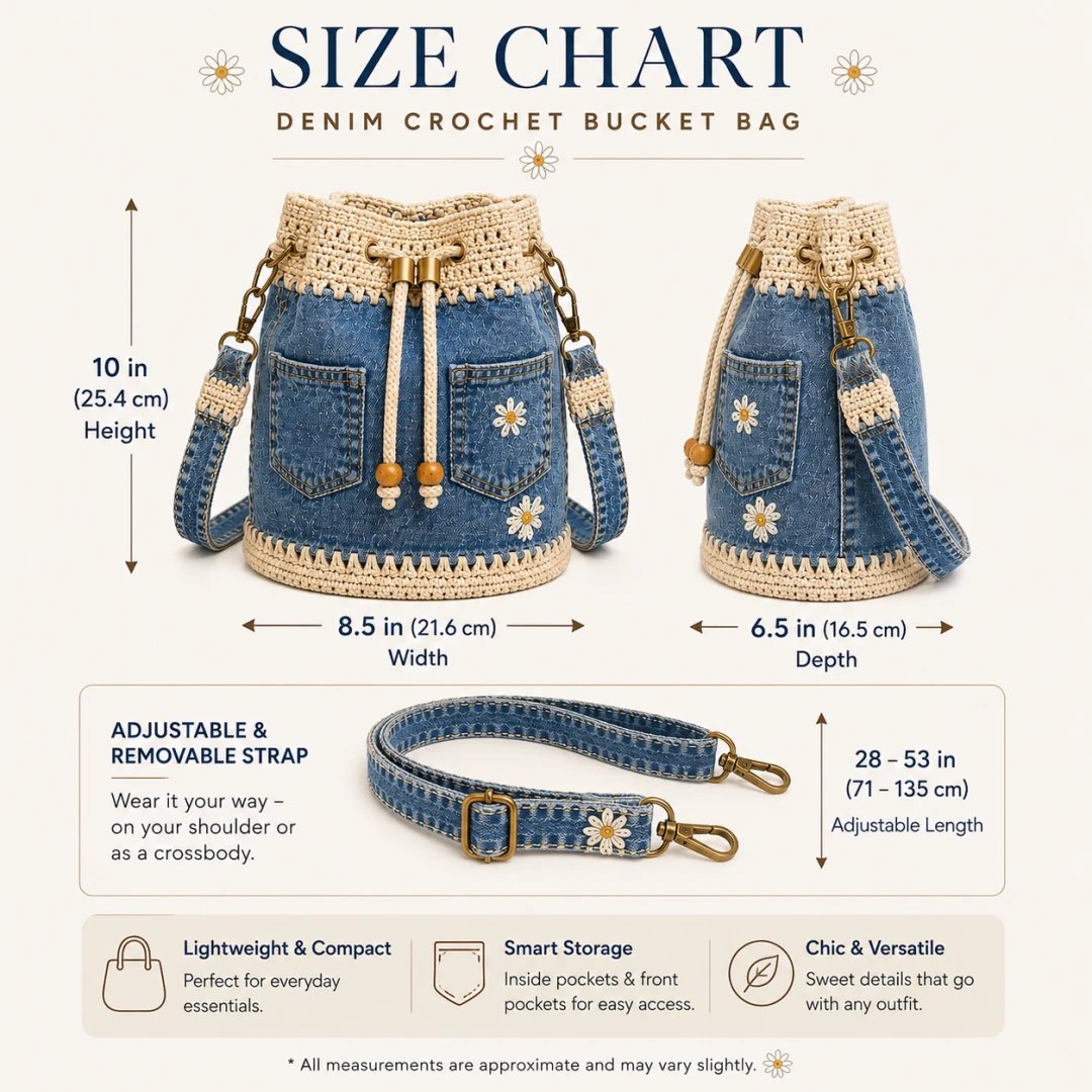 🔥HOT SALE 50% OFF✨👜Denim Crochet Bucket Bag