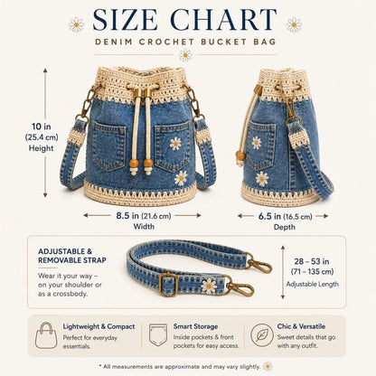 🔥HOT SALE 50% OFF✨👜Denim Crochet Bucket Bag
