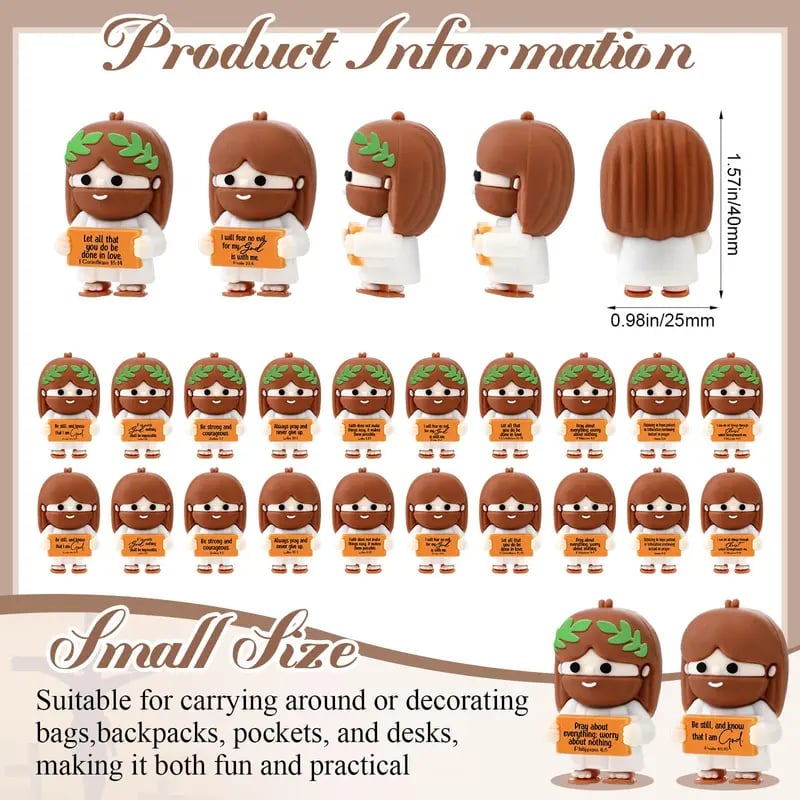 ✝️Cute Mini Jesus Figurines with Bible Verses | Inspirational Christian Desk Decor & Party Favors🌸