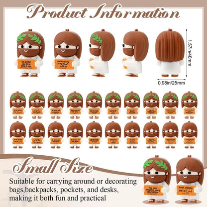 ✝️Cute Mini Jesus Figurines with Bible Verses | Inspirational Christian Desk Decor & Party Favors🌸