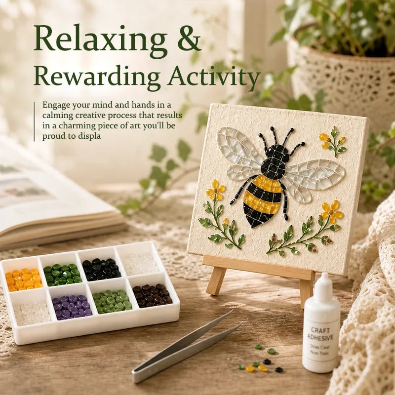 🌿 Watering Can Mosaic Art Kit | Beginner-Friendly Floral DIY Craft with Vibrant Mosaic Beads & Sturdy Display Base ✨
