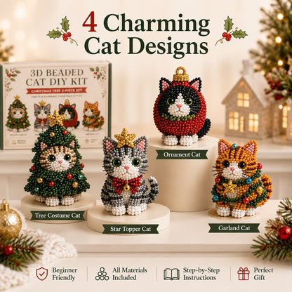 🔥🎁Create Your Own 3D Beaded Christmas Cats | Beginner-Friendly DIY Kit🎁