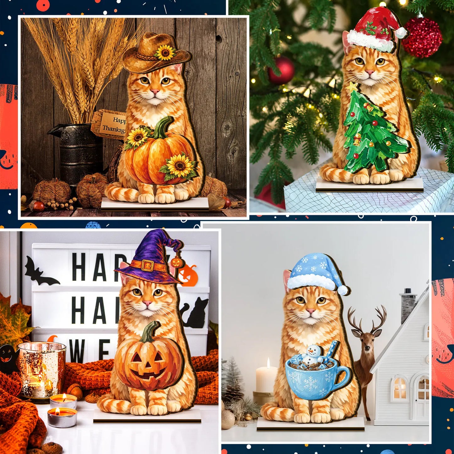 🐾 Interchangeable Seasonal Animal Wooden Decor Set