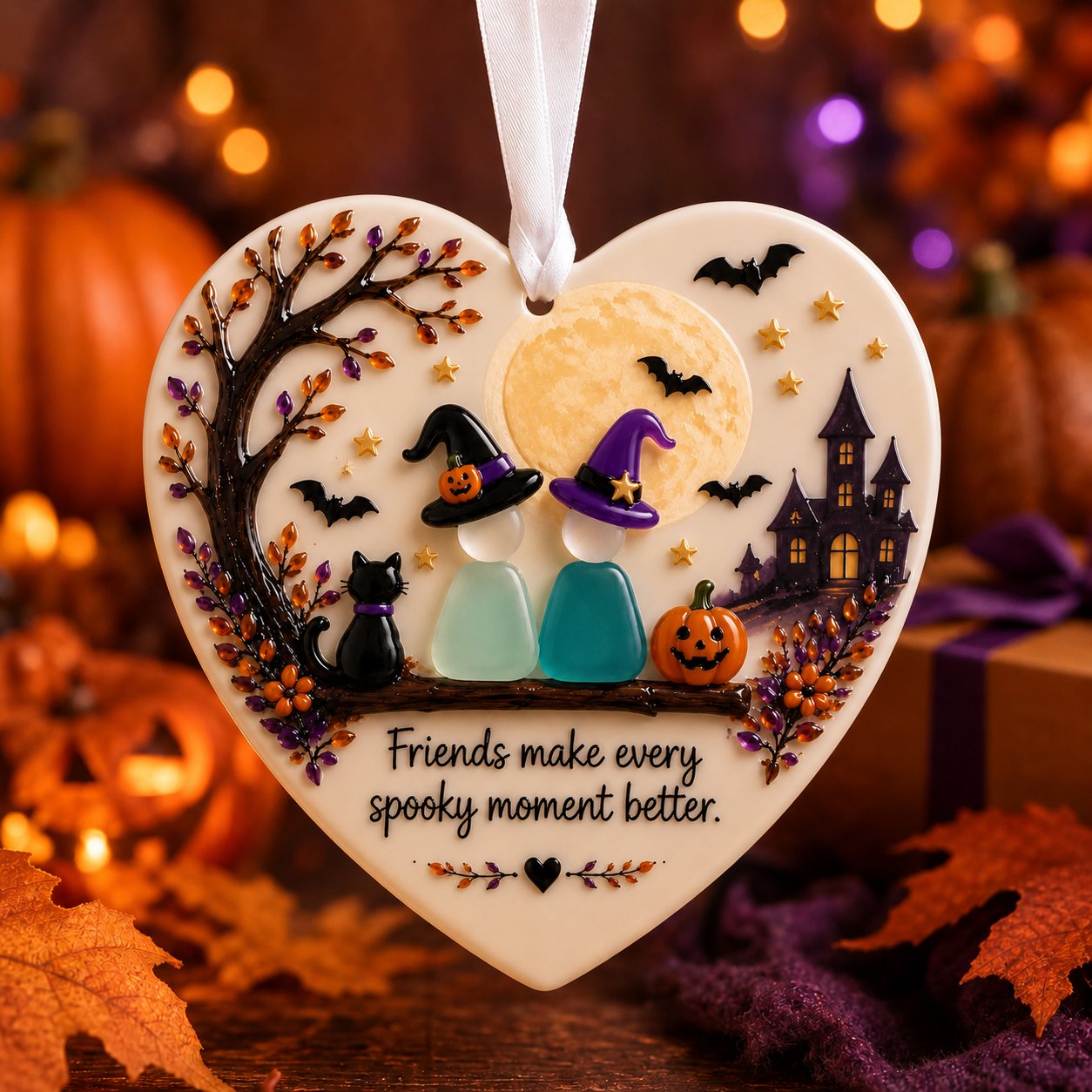 🎃 Halloween Friendship Sea Glass Ornament