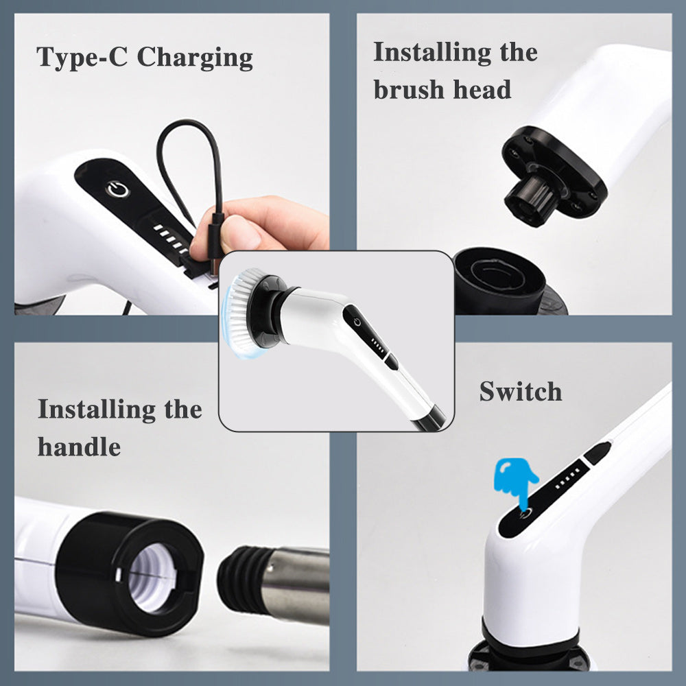 🧽50% OFF⚡ Electric Rotating Cleaning Brush | 7 Brush Heads · 300 RPM · IPX5 Waterproof · 2500mAh Long Battery Life · Makes Housework a Breeze