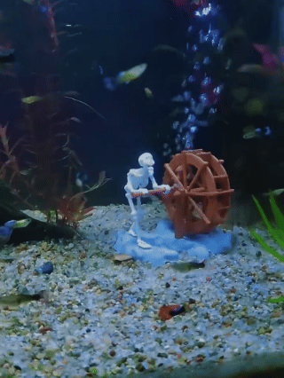 💀Action Skeleton Aquarium Ornament — Air-Driven Moving Skeleton Fish Tank Bubbler Decoration for Fresh & Saltwater Aquariums
