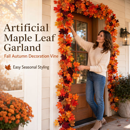 🍁 Artificial Maple Leaf Garland – Fall Autumn Decoration Vine