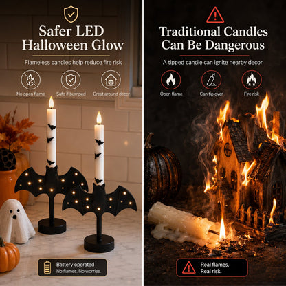 🎃🦇 Flameless Bat Candle Holders for a Safer Halloween Glow