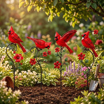 🐦 Red Cardinal Garden Stake Decoration